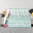 thumbnail image 1 of Uemuo Flowers And Turquoise Wooden Printed Throw Blanket for Couch, Fluffy Fuzzy Blankets for Bed, Sofa, Cozy Flannel Faux Fur Blanket-60"x50", 1 of 6