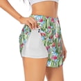 thumbnail image 1 of Uemuo Flowers and Cactus Pattern Women's Athletic Shorts High Waisted Running Shorts with Liner Pockets Gym Elastic Workout Shorts-Small, 1 of 9