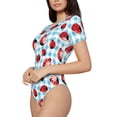 thumbnail image 1 of Uemuo Flowers and Lady Bugs Pattern Women's One Piece Short Sleeve Swimsuit Rash Guard Surfing Modest Quick-drying Swimsuit Beach Essentials-, 1 of 9