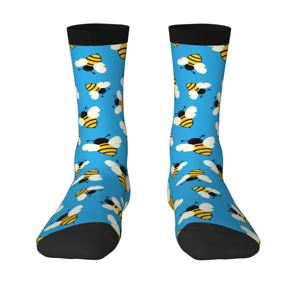 Uemuo Flying Bees Pattern Women's Crew Socks, Soft Durable Breathable Moisture-Wicking with Odor Control Cotton socks