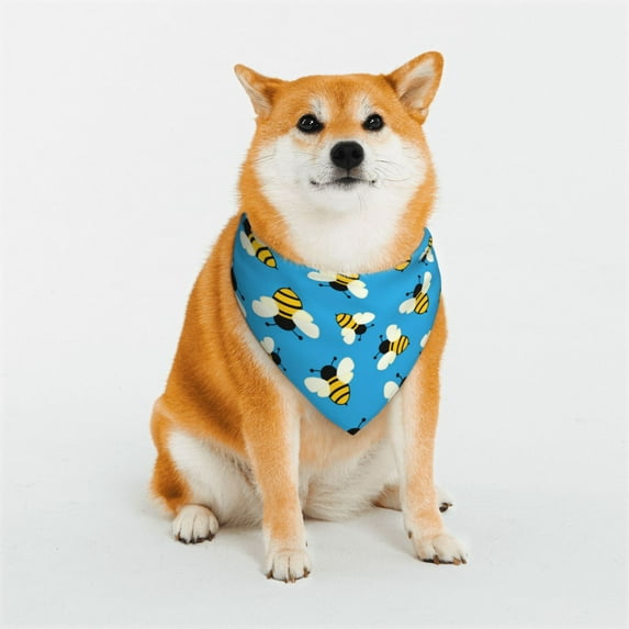 Uemuo Flying Bees Summer Dog Bandanas,Cat Pet scarf,Soft Cotton Puppy Cat Scarfs Washable,Pets Gift-Small