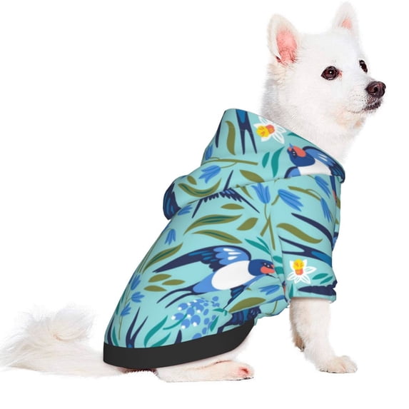 Uemuo Flying Swallows for Winter Dog Hoodie Sweatshirts with Pockets Warm Dog Clothes for Small Dogs Chihuahua-Medium