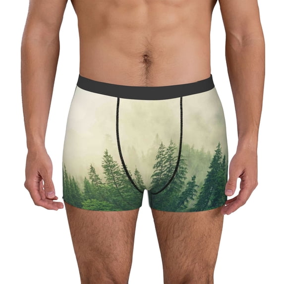 Uemuo Fog Forest Pattern Men's Boxer Briefs,Trunk Anti-Chafing,Comfortable, Durable, and Stylish Underwear-