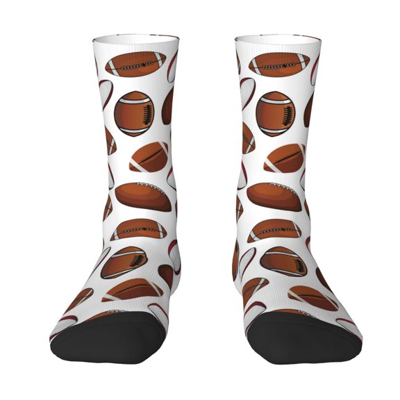 Uemuo Football Pattern Women's Crew Socks, Soft Durable Breathable Moisture-Wicking with Odor Control Cotton socks
