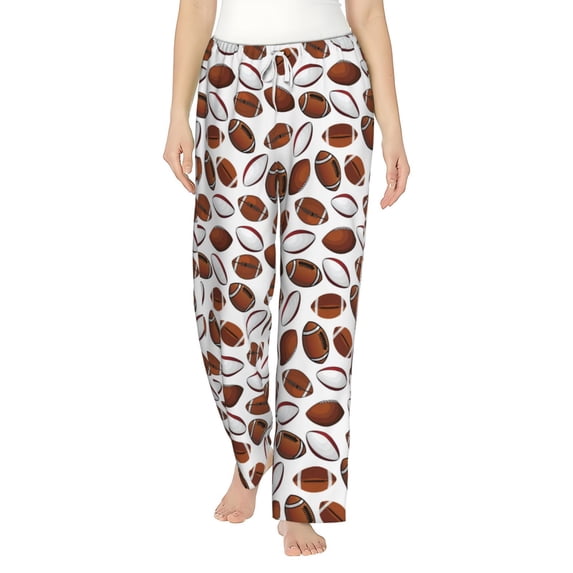 Uemuo Football Pattern Women's Wide Leg Palazzo Lounge Pants with Pockets Light Weight Loose Comfy Casual Pajama Pants-XX-Large