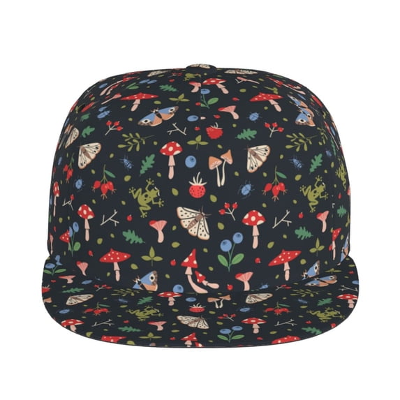 Uemuo Forest Flora and Insects Pattern Women's Baseball Cap,Straight Brim Hat,Golf Dad Hat,Travel Hat,Sun Protection Cap,Everyday Accessory
