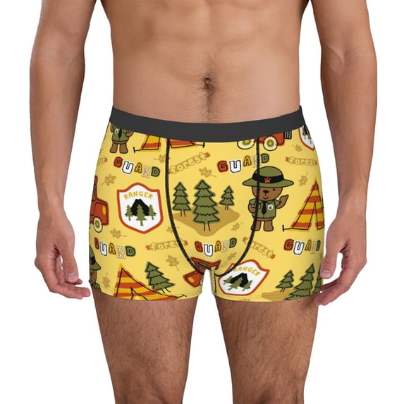 Uemuo Forest Guard Pattern Men's Boxer Briefs,Trunk Anti-Chafing,Comfortable, Durable, and Stylish Underwear-Small