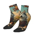 thumbnail image 1 of Uemuo Forest Maple Leaf Husky Printed Crew Socks, Moisture-Wicking Socks, Athletic Socks for Men Breathable Cushion Socks Casual Sport Socks for Running Traveling, 1 of 6