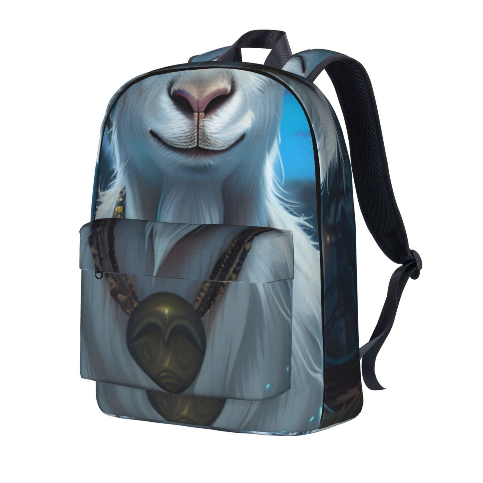 Uemuo Forest Meditating Goat Pattern Backpack for Work and Travel ...