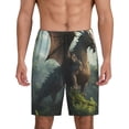 thumbnail image 1 of Uemuo Forest Stone-Colored Dragon Pattern Men's Short Pajama Pants – Soft & Breathable Lounge Shorts, Elastic Waistband with Pockets, Lightweight Sleepwear for All-Season Comfort-4X-Large, 1 of 6