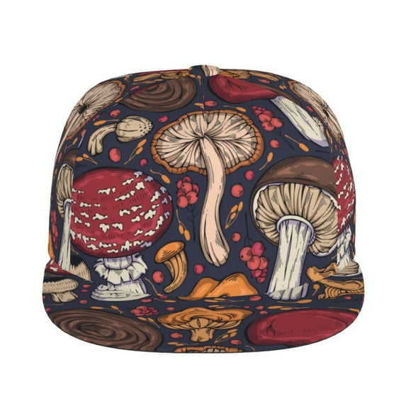 Uemuo Forest Wild Mushroom Pattern Women's Baseball Cap,Straight Brim Hat,Golf Dad Hat,Travel Hat,Sun Protection Cap,Everyday Accessory