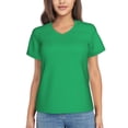 thumbnail image 1 of Uemuo Forestgreen Printed Women's Classic V-Neck T-Shirt - Soft, Breathable, Moisture-Wicking, Perfect for Casual, Office, Travel, and Everyday Wear-Small, 1 of 5