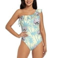 thumbnail image 1 of Uemuo French Bulldog 3 Print Women's One Piece Swimsuit Asymmetrical Neck Bathing Suit One Shoulder Side Cutout Ruffle Swimwear-Medium, 1 of 6