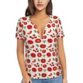thumbnail image 1 of Uemuo Fresh Red Tomato Drawing Women's Deep V-Neck Low Cut Tops - Casual Loose Fit with Stainless Steel Loop, Soft, Breathable, Perfect for Office, Travel, and Daily Wear-X-Large, 1 of 5