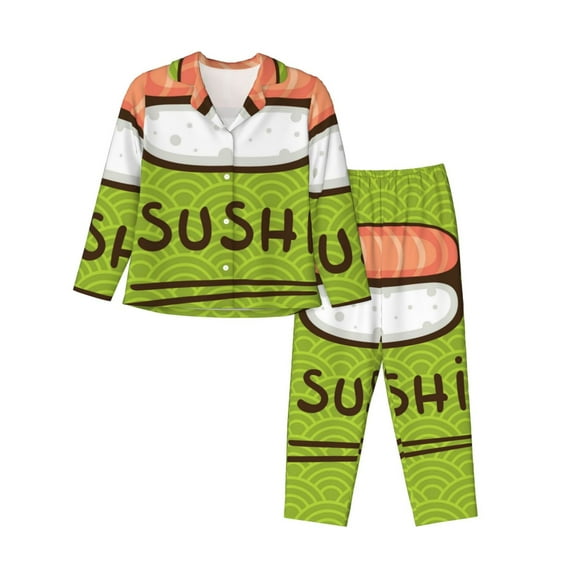 Uemuo Fresh Sushi Pattern Womens Pajama Sets,PJ Set for Women,Pajamas for Women Logo,Long Sleeve Pajama Set for Women,Soft Long Sleeve Top With Pants-Large