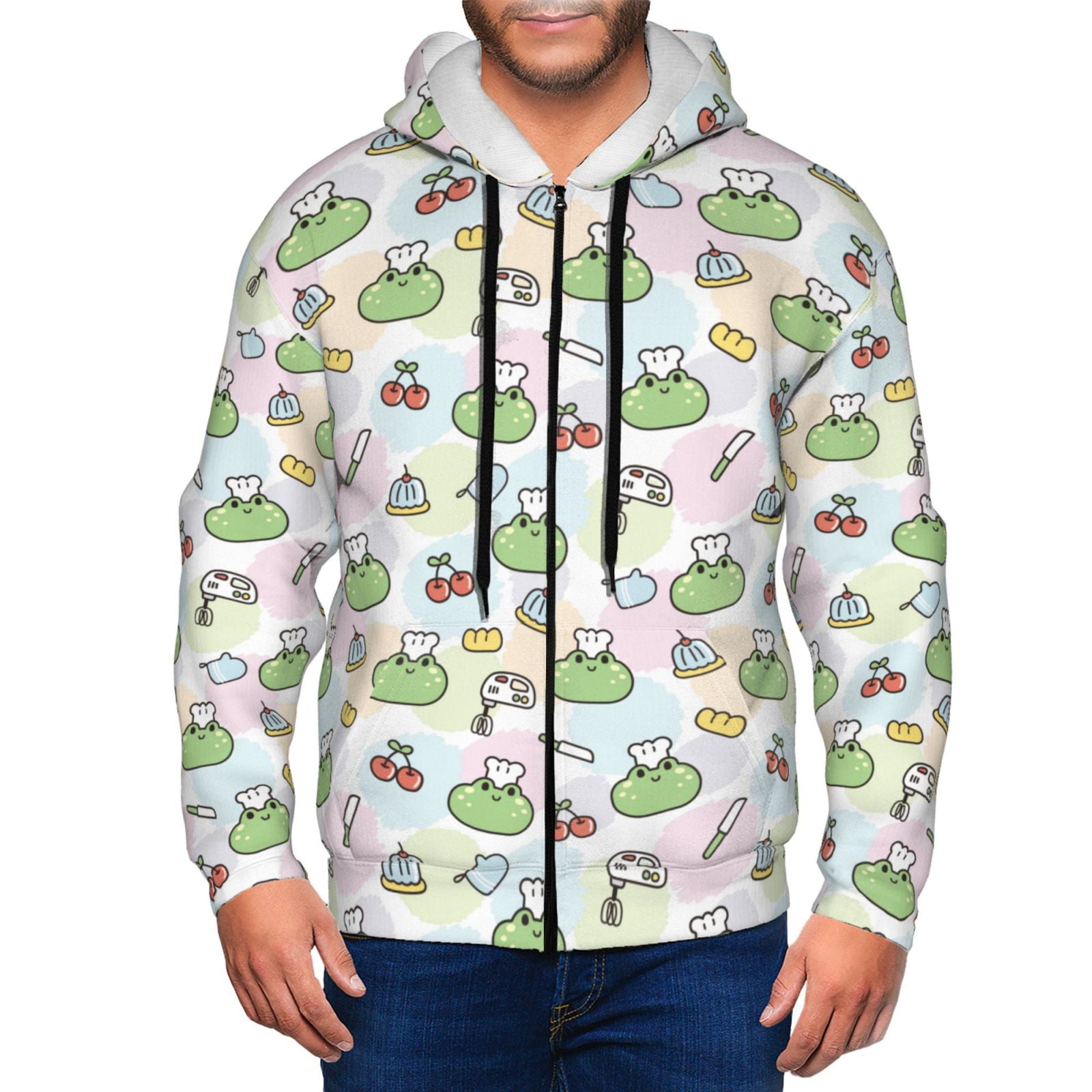 Uemuo Frog Wear Chef Hat for Men's Fashion Full-zip Hoodies ...