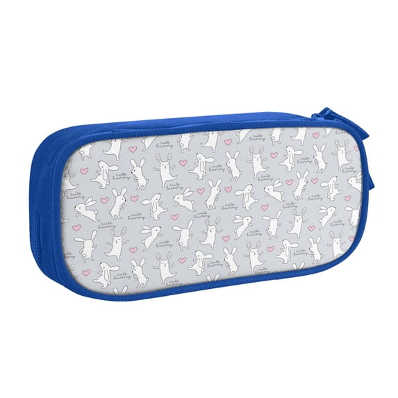Uemuo Fun Rabbit Printed Pencil Pen Case, Portable Pencil Pouch with Zipper, Compact Stationery Bag Makeup Bag, Pencil Bag for Home Office