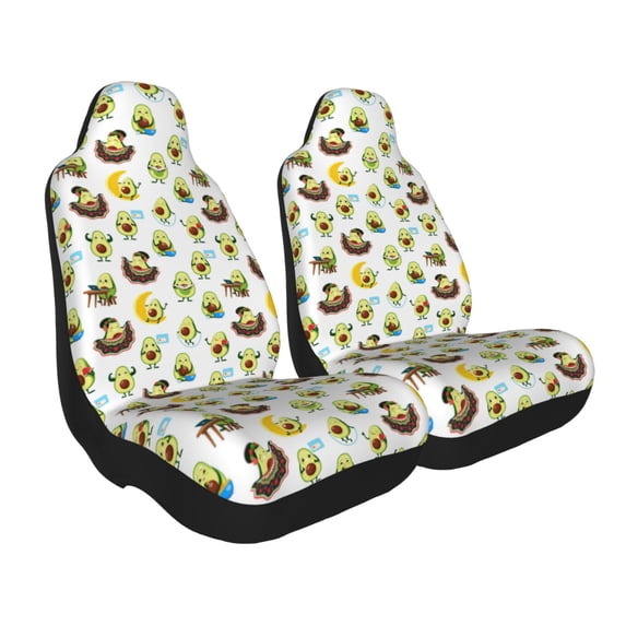 Uemuo Funny Avocado In Mexican Clothes Pattern Car Seat Covers for Front Seats Waterproof Seat Covers for Cars, Universal Auto Front Seats Protector Fits for Car-1