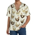 thumbnail image 1 of Uemuo Funny Chicken Pattern Cotton Linen Short Sleeve Shirts,Casual Lightweight Button Down Shirts,Vacation Beach Summer Tops-3X-Large, 1 of 7