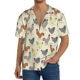 thumbnail image 1 of Uemuo Funny Chicken Pattern Cotton Linen Short Sleeve Shirts,Casual Lightweight Button Down Shirts,Vacation Beach Summer Tops-Small, 1 of 7