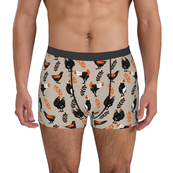 Uemuo Funny Chicken Pattern Men's Boxer Briefs,Trunk Anti-Chafing,Comfortable, Durable, and Stylish Underwear-X-Large