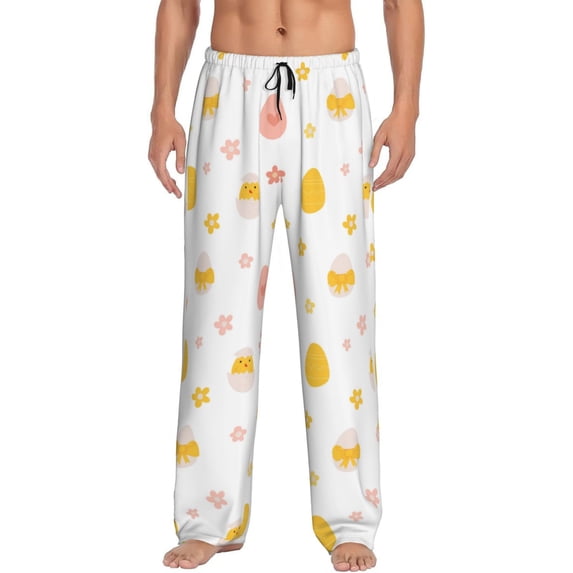 Uemuo Funny Chicken Pattern Men's Wide Leg Palazzo Lounge Pants with Pockets Light Weight Loose Comfy Casual Pajama Pants-Small