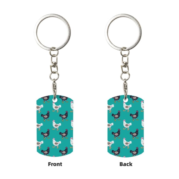 Uemuo Funny Chicken Pattern Rectangular Metal Keychain - Durable, Stylish, and Personalized Key Ring for Men and Women,Engraved Keychain,Gift Slim Sturdy Keychain