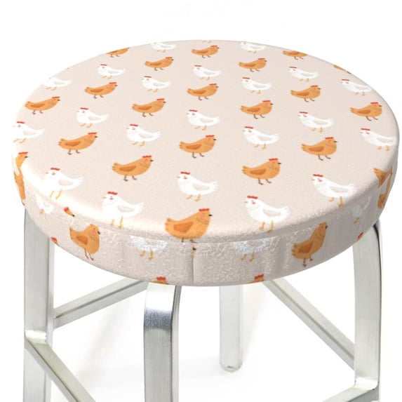 Uemuo Funny Chicken Pattern Round Bar Stool Seat Covers Washable Stool Cushion Slipcover Elastic Bar Chair Covers-