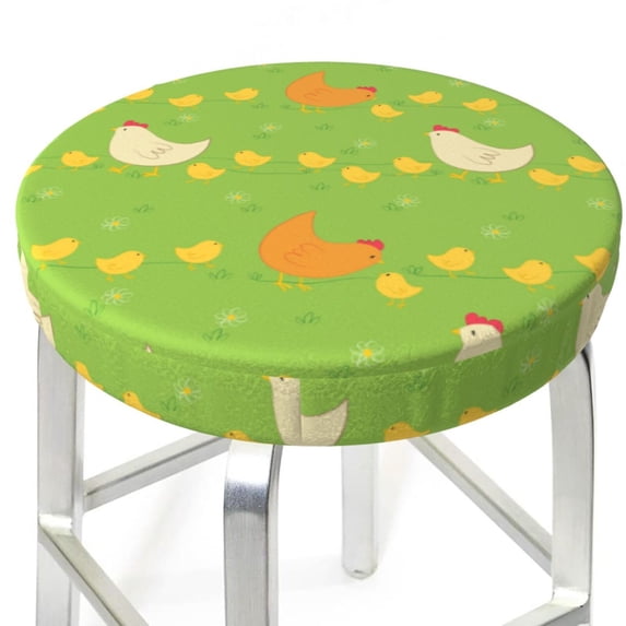 Uemuo Funny Chicken Pattern Round Bar Stool Seat Covers Washable Stool Cushion Slipcover Elastic Bar Chair Covers-12 inch
