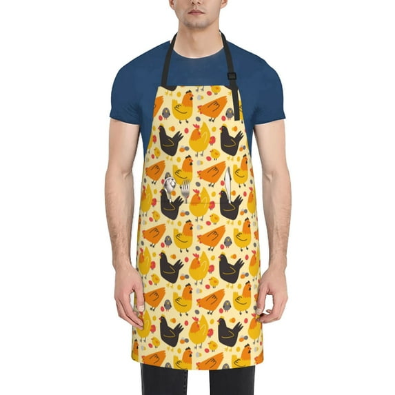 Uemuo Funny Chicken Pattern Waterproof Apron Adjustable Dishwasher Apron- Apron for Women Men Heavy Duty Work Apron for Dishwashing Chemical Lab