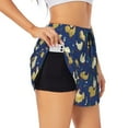 thumbnail image 1 of Uemuo Funny Chicken Pattern Women's Athletic Shorts High Waisted Running Shorts with Liner Pockets Gym Elastic Workout Shorts-Small, 1 of 9