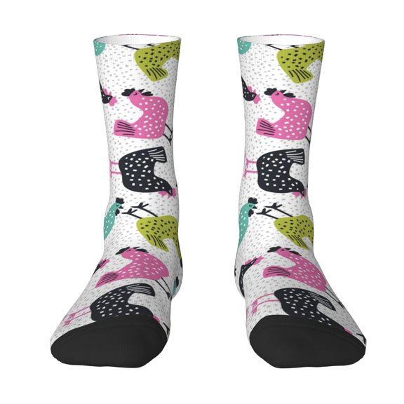 Uemuo Funny Chicken Pattern Women's Crew Socks, Soft Durable Breathable Moisture-Wicking with Odor Control Cotton socks