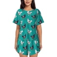 thumbnail image 1 of Uemuo Funny Chicken Pattern Women's Short-Sleeved Pajama, Button-Front Loungewear, 2-Piece Summer Sleepwear, Elastic Drawstring Shorts-, 1 of 7