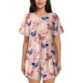 thumbnail image 1 of Uemuo Funny Chicken Pattern Women's Short-Sleeved Pajama, Button-Front Loungewear, 2-Piece Summer Sleepwear, Elastic Drawstring Shorts-X-Large, 1 of 7