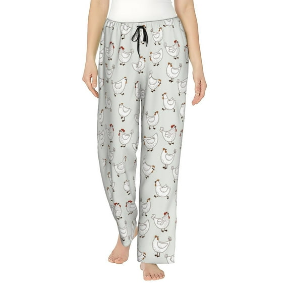 Uemuo Funny Chicken Pattern Women's Wide Leg Palazzo Lounge Pants with Pockets Light Weight Loose Comfy Casual Pajama Pants-XX-Large