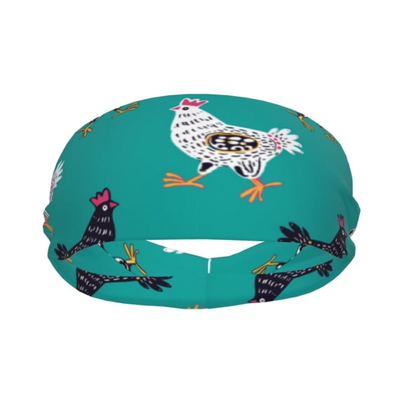 Uemuo Funny Chicken Printed Sports Headbands for Men Women,Moisture Wicking Workout Headband, Sweatband Headbands,Non-slip Workout Gym Yoga Headband
