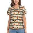 thumbnail image 1 of Uemuo Funny Chicken Printed Women's Classic V-Neck T-Shirt - Soft, Breathable, Moisture-Wicking, Perfect for Casual, Office, Travel, and Everyday Wear-Large, 1 of 1