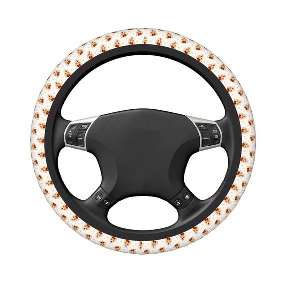 Uemuo Funny Corgi Printed Car Elastic Steering Wheel Cover - Universal Car Accessory for Diverse Cars Anti-Slip, and Comfortable- 15"
