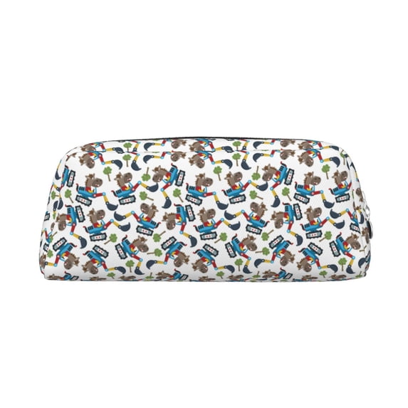 Uemuo Funny Excavator Printed Leather Pencil Case, Pencil Pouch, Portable Pencil Bag, Pen Case for& Office