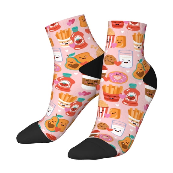 Uemuo Funny Food Printed Crew Socks, Moisture-Wicking Socks, Athletic Socks for Men Breathable Cushion Socks Casual Sport Socks for Running Traveling
