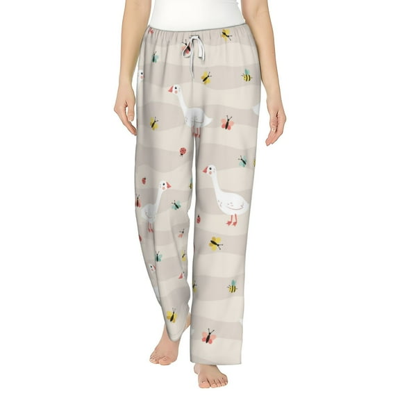 Uemuo Funny Goose1 Pattern Women's Wide Leg Palazzo Lounge Pants with Pockets Light Weight Loose Comfy Casual Pajama Pants-Medium