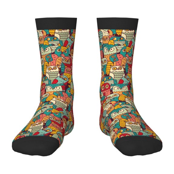 Uemuo Funny Owl Bird Printed Kids Boys Socks Seamless Crew Socks Crazy Funny Athletic Sport Socks for Children