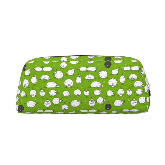 Uemuo Funny Sheep Doing Yoga Printed Leather Pencil Case, Pencil Pouch, Portable Pencil Bag, Pen Case for& Office