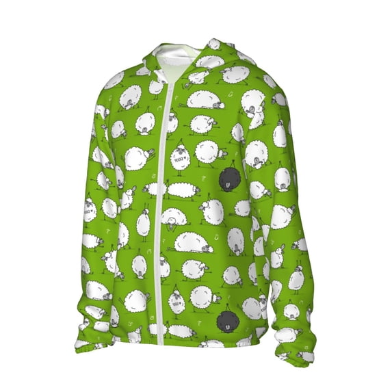 Uemuo Funny Sheep Doing Yoga Pattern Women's Full Zip UPF 50+ Sun Protection Hoodie Jacket Long Sleeve Sun Shirt Hiking Outdoor Performance with Pockets-Large