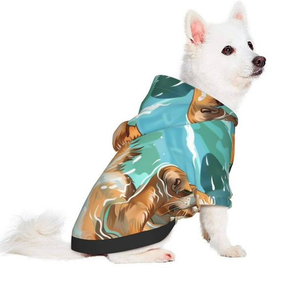 Uemuo Funny Swimming Chihuahua for Winter Dog Hoodie Sweatshirts with Pockets Warm Dog Clothes for Small Dogs Chihuahua-Large