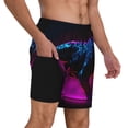 thumbnail image 1 of Uemuo Futuristic Purple Panther A、 Pattern Mens Swim Trunks Quick Dry Board Shorts with Mesh Lining, Stretch Beach Shorts Quick Dry No-Chafing Board Shorts-Small, 1 of 9