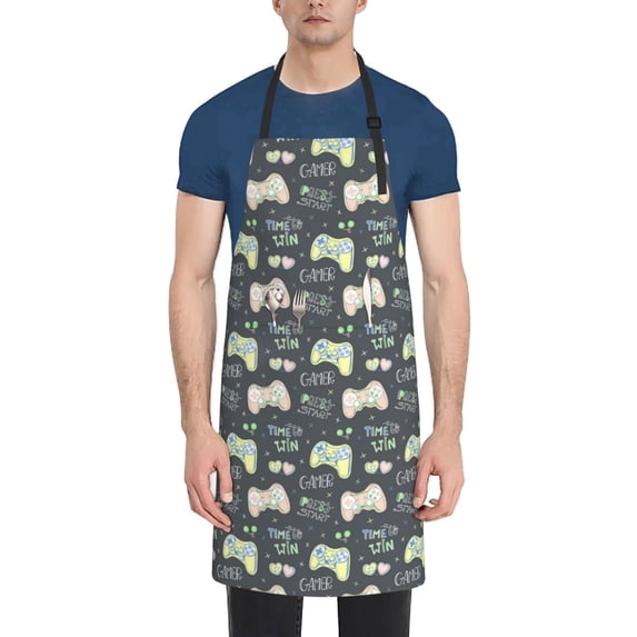 Uemuo Gamers Pattern Waterproof Apron Adjustable Dishwasher Apron- Apron for Women Men Heavy Duty Work Apron for Dishwashing Chemical Lab