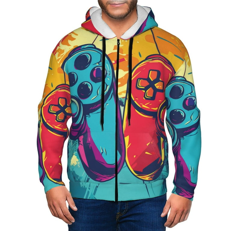 Uemuo Gaming for Men s Fashion Full zip Hoodies Sweatshirts with Kangaroo Pocket Zip up Hooded Sweatshirt Moisture Wicking Breathable XX Large Walmart