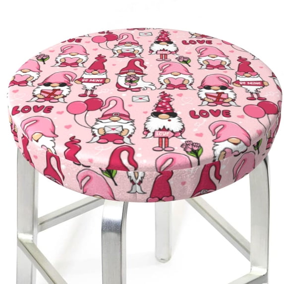 Uemuo Garden Gnomes Pattern Round Bar Stool Seat Covers Washable Stool Cushion Slipcover Elastic Bar Chair Covers-