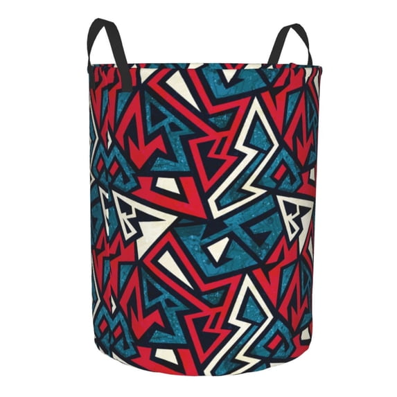 Uemuo Geometric Elements Pattern Circular Laundry Hamper Basket with handles,Collapsible laundry basket,Large capacity laundry hamper,Laundry Organizer-Small